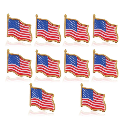 10PCS American Flag Lapel Pin United States USA Hat Tie Tack Badge Pin