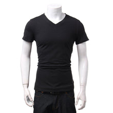 2018 New Arrival Mens Solid Cotton T-Shirts Summer Fashion Short Sleeve V Neck Tops Slim Fit Tees Plus Size S-XL T Shirt