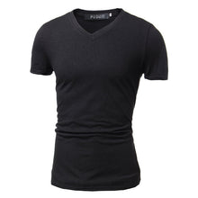 2018 New Arrival Mens Solid Cotton T-Shirts Summer Fashion Short Sleeve V Neck Tops Slim Fit Tees Plus Size S-XL T Shirt