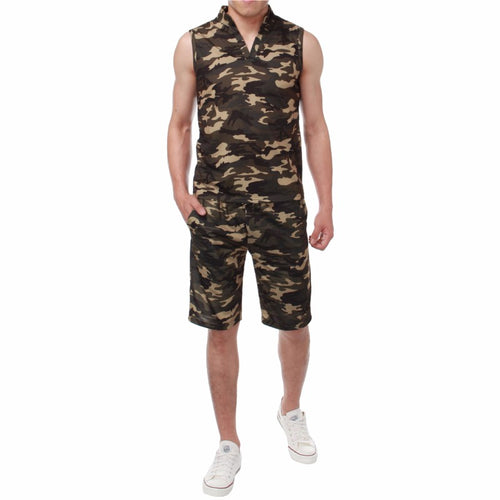 2018 New Arrival Men Sets Summer Army Camouflage Tank Top Casual Slim Tops Unisex Sleeveless Outwear Plus Size S-3XL