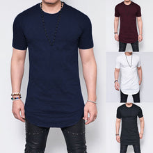 Streetwear Plus Size 5XL Cotton Casual T-Shirts Short Sleeve Men O Neck Longline Irregular Hem Tee Tops Male Muscle Jogger 2018