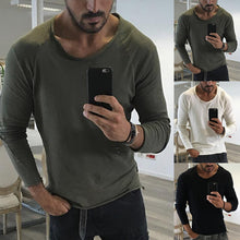 Fashion Autumn Long Sleeve Casual T Shirts Black Men Crew Neck Solid Color Loose Fitness Joggers Workouts Gyms Male Tee Spring
