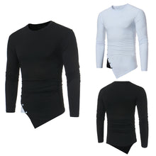 Men's Casual Long Sleeve O-Neck Irregular Patchwork Shirt Top Blouse