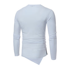 Men's Casual Long Sleeve O-Neck Irregular Patchwork Shirt Top Blouse