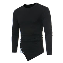 Men's Casual Long Sleeve O-Neck Irregular Patchwork Shirt Top Blouse